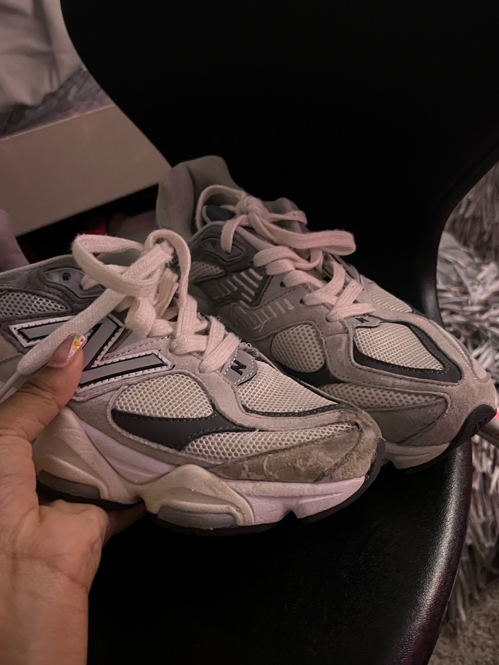 New Balance Women’s Neutral Grey Mesh & Suede Athletic Sneakers - Picture 3 of 7